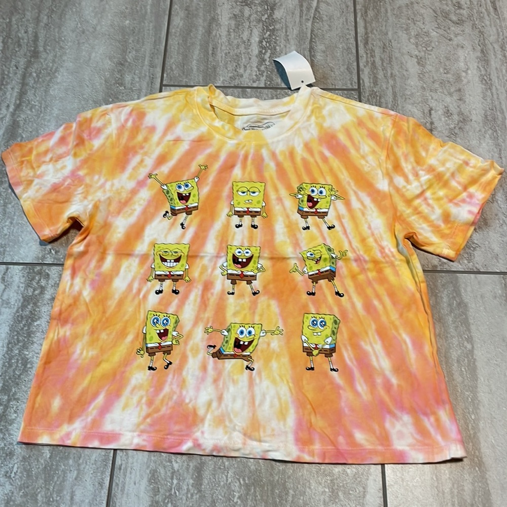 Spongebob Squarepants yellow/orange tie dyed XS round neckshortsleeves forwomen
